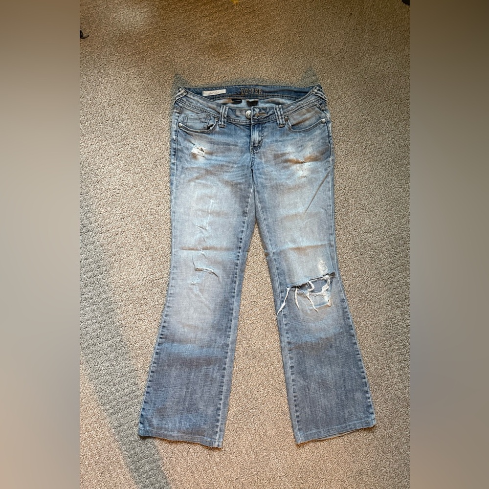 Decree Women's Light Blue Distressed Boot Cut Jeans